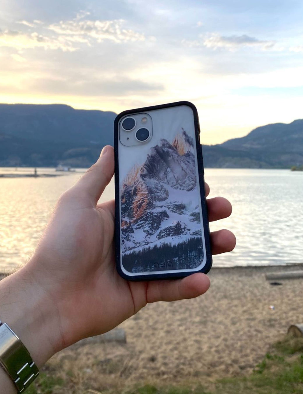 Clear Alps iPhone 14 Case With Black Ridge