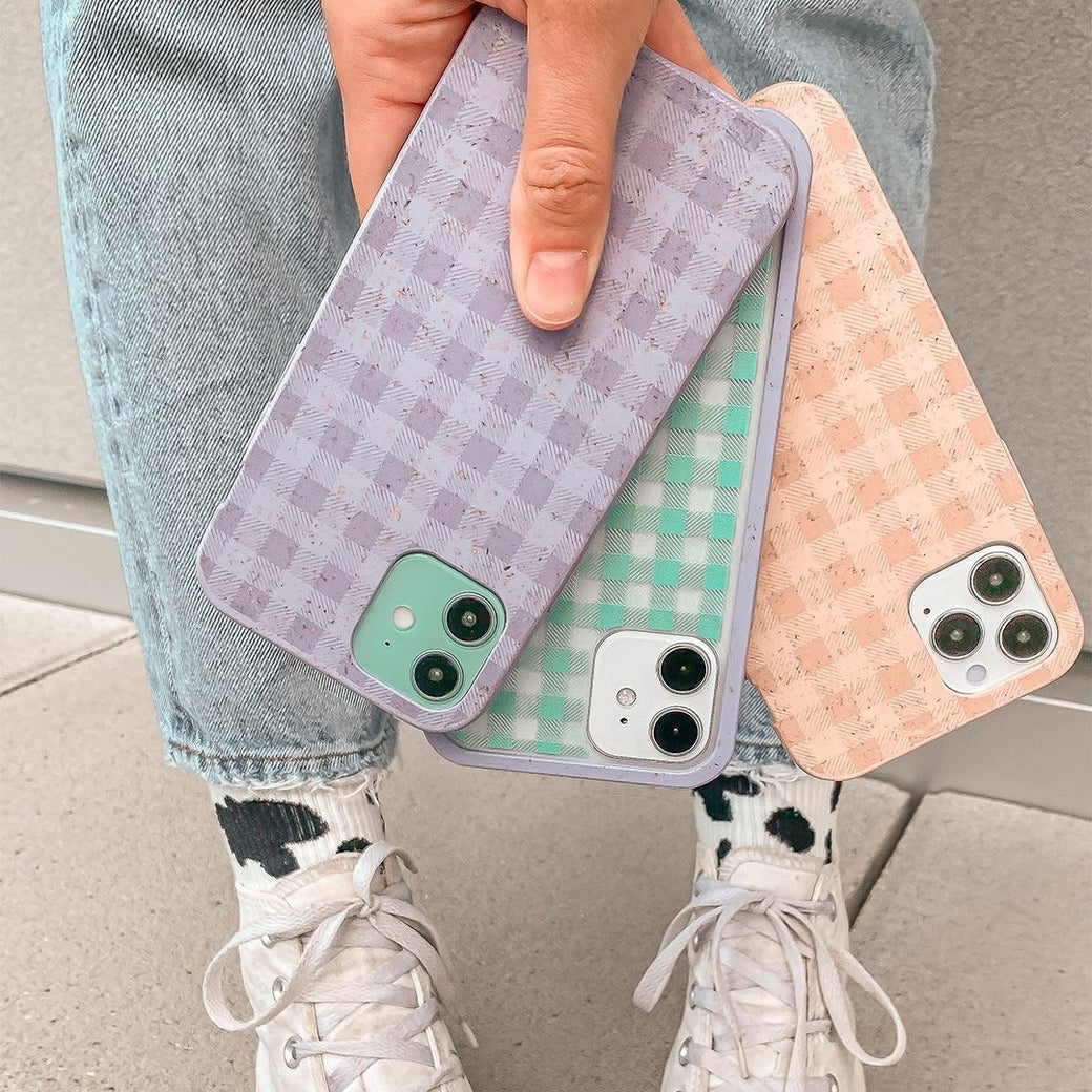 Clear Green Gingham iPhone XR Case With Lavender Ridge