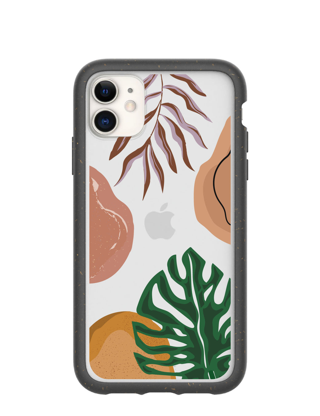 Clear Abstract Botanics iPhone 11 Case With Black Ridge