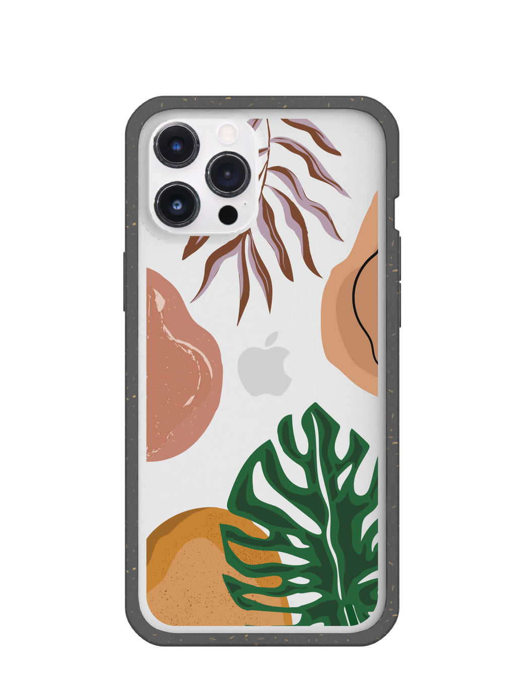 Clear Abstract Botanics iPhone 12 Pro Max Case With Black Ridge