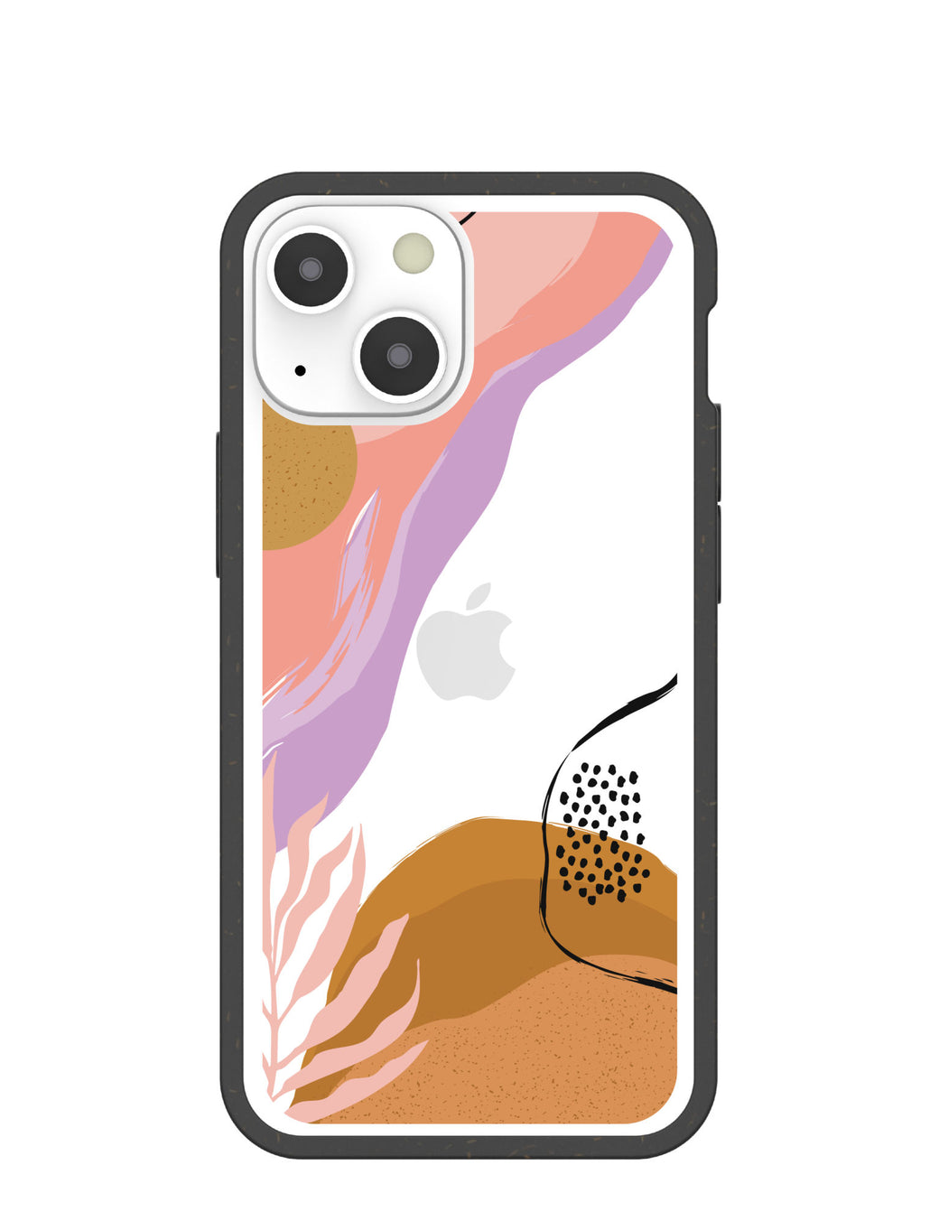 Clear Abstract Dunes iPhone 13 Mini Case With Black Ridge