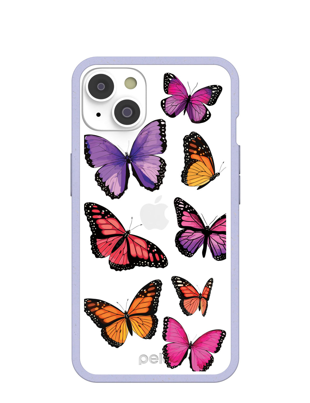 Clear Butterfly Sky iPhone 14 Case With Lavender Ridge