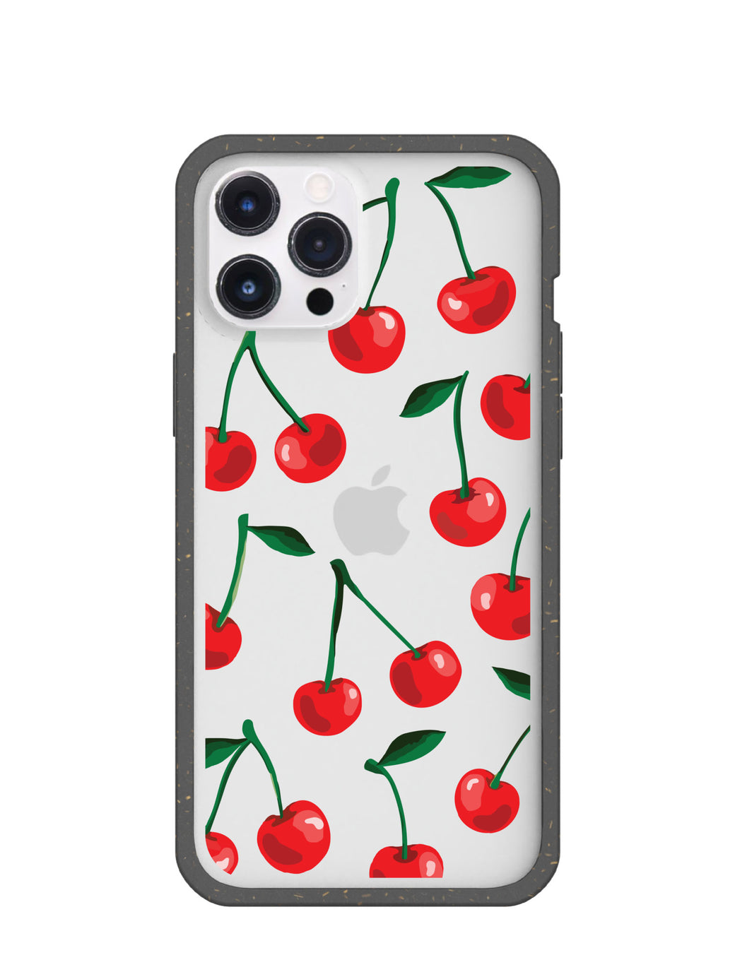 Clear Cherry Bomb iPhone 12 Pro Max Case With Black Ridge