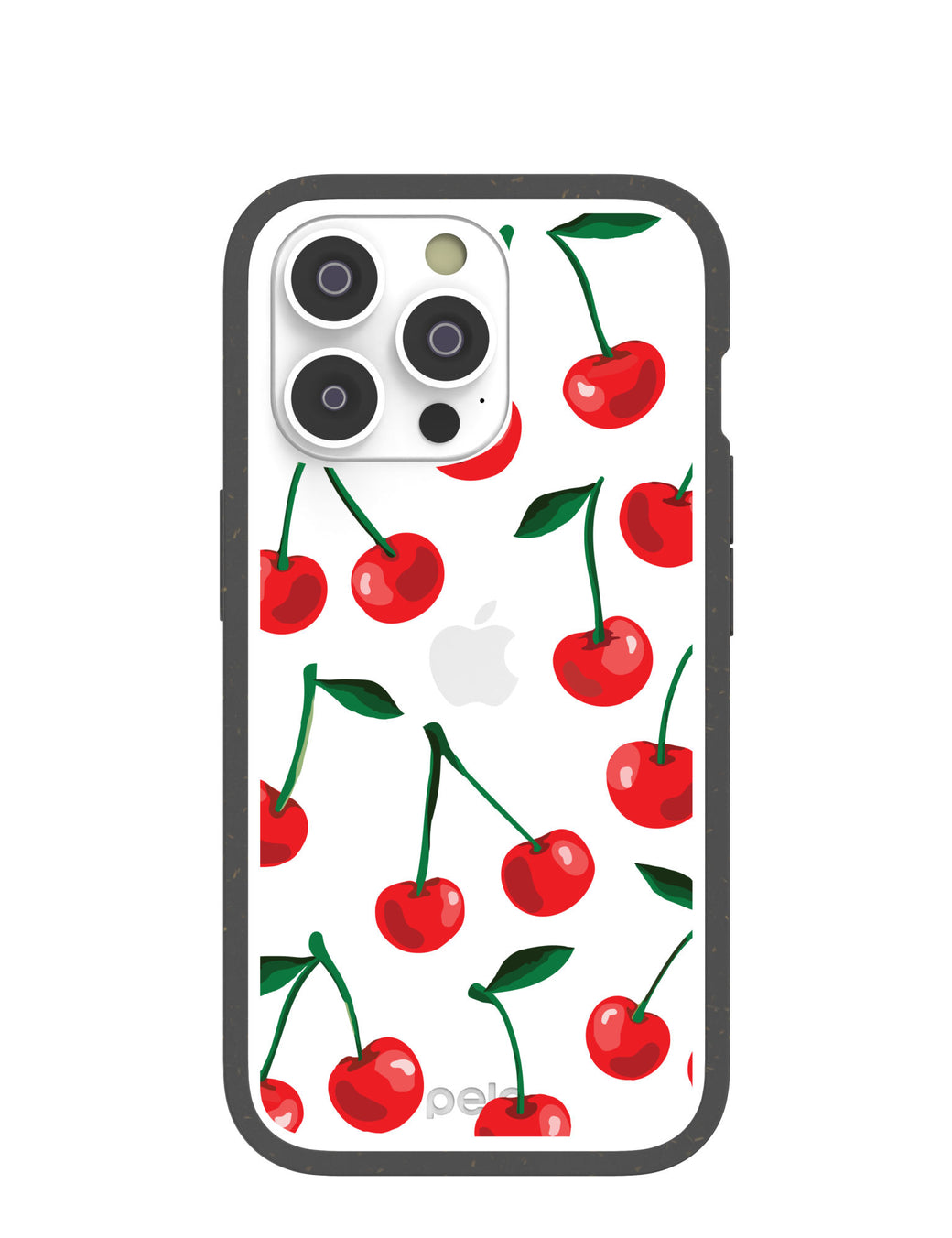 Clear Cherry Bomb iPhone 14 Pro Case With Black Ridge