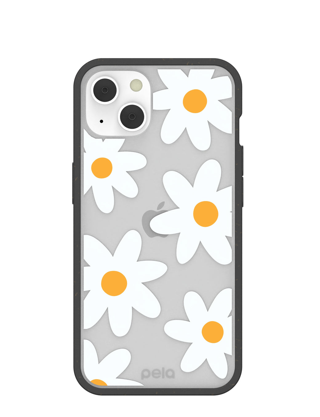 Clear Daisy iPhone 13 Case With Black Ridge