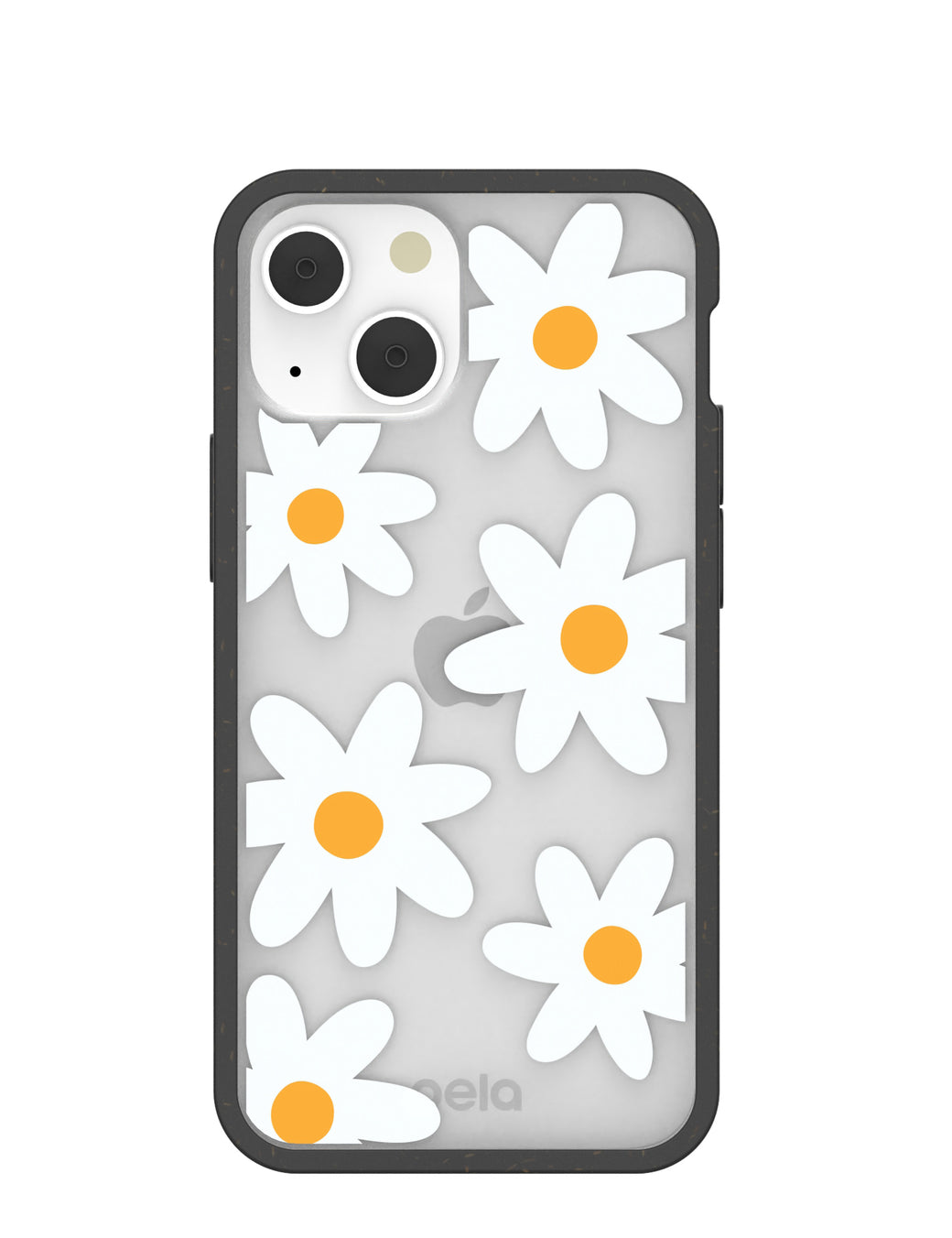 Clear Daisy iPhone 13 Mini Case With Black Ridge