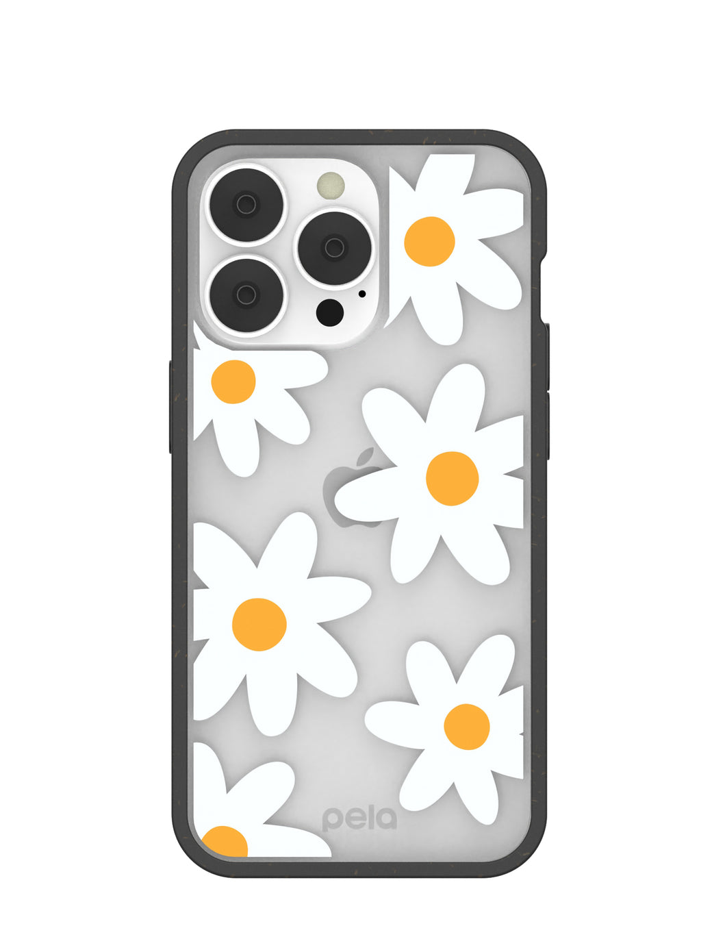 Clear Daisy iPhone 13 Pro Case With Black Ridge