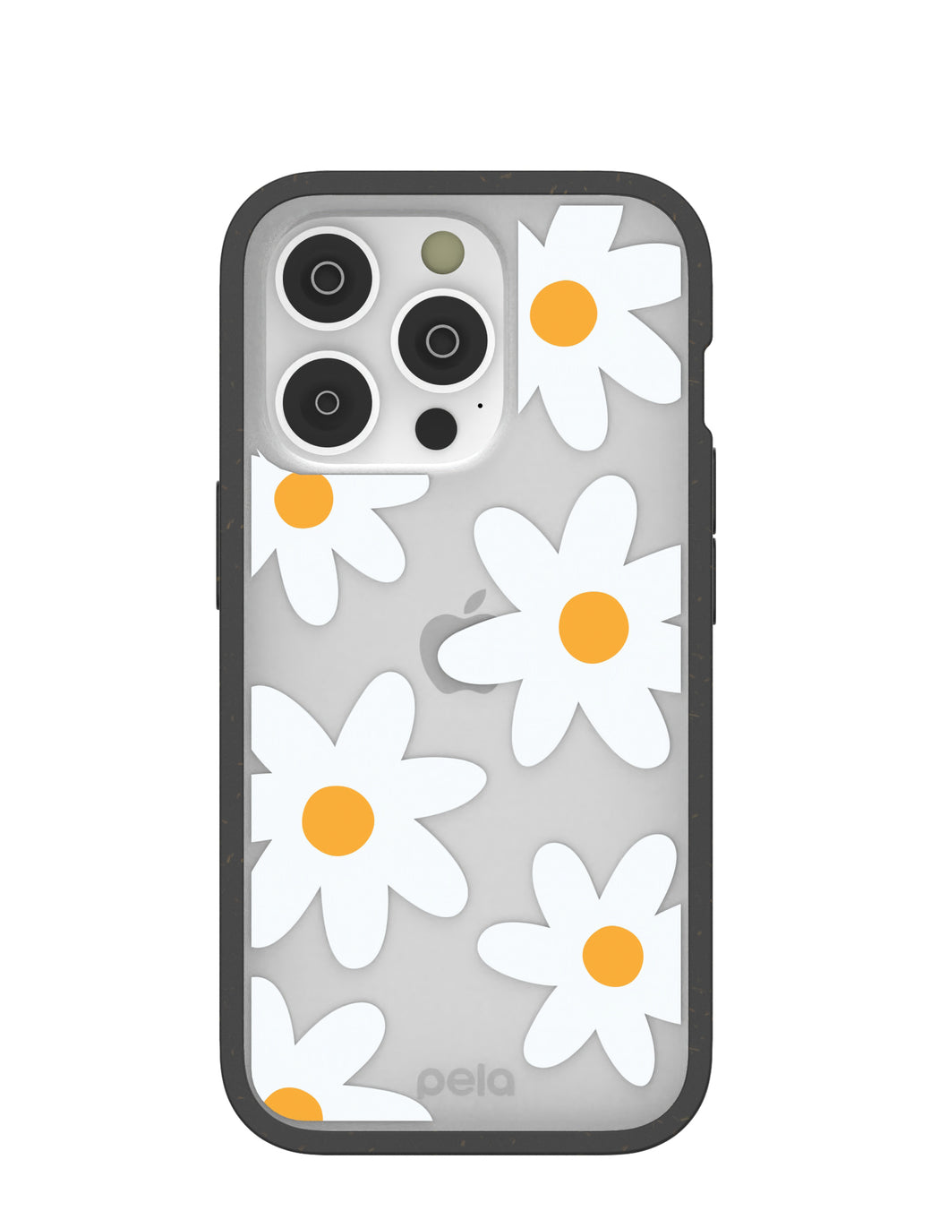 Clear Daisy iPhone 14 Pro Case With Black Ridge