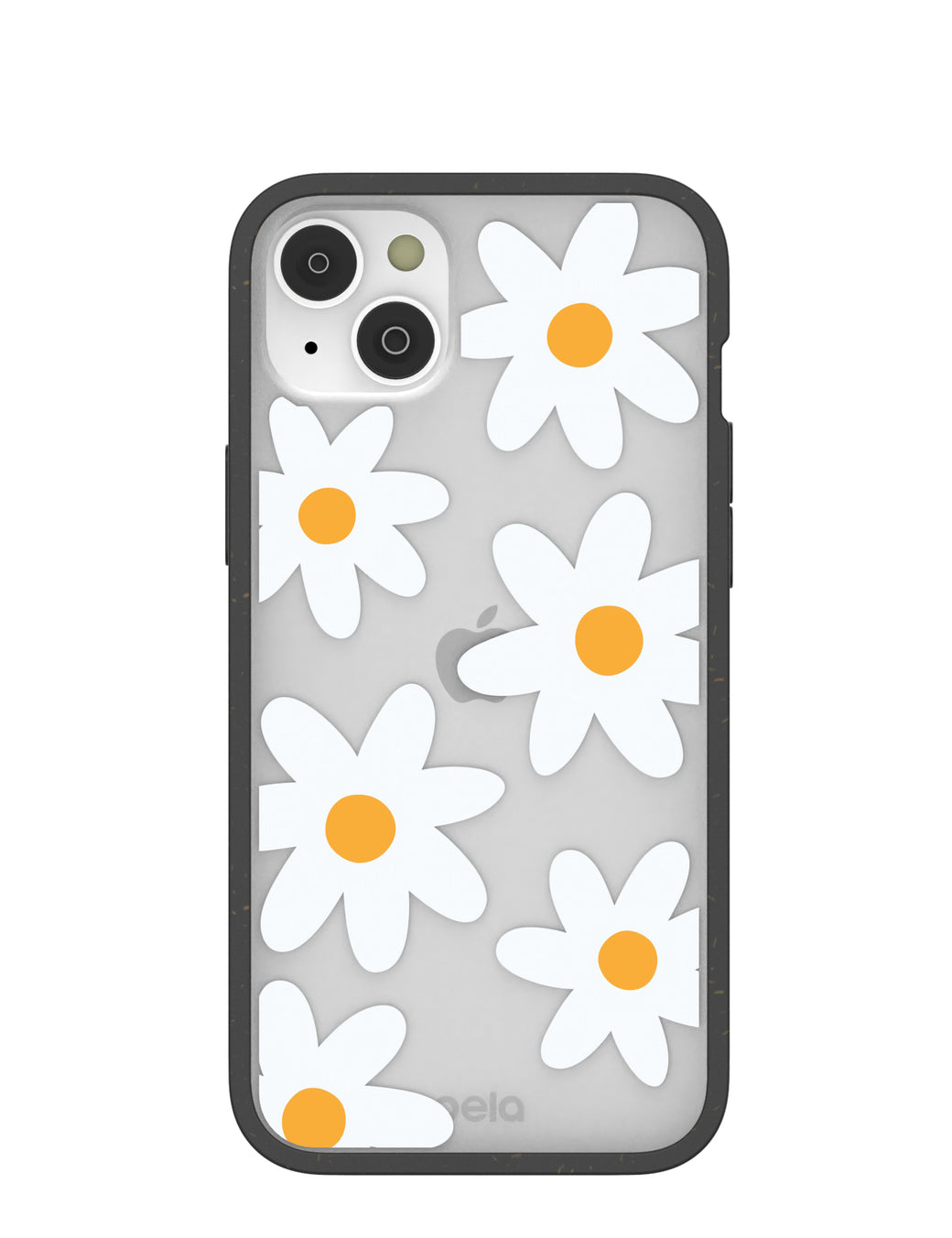 Clear Daisy iPhone 14 Plus Case With Black Ridge