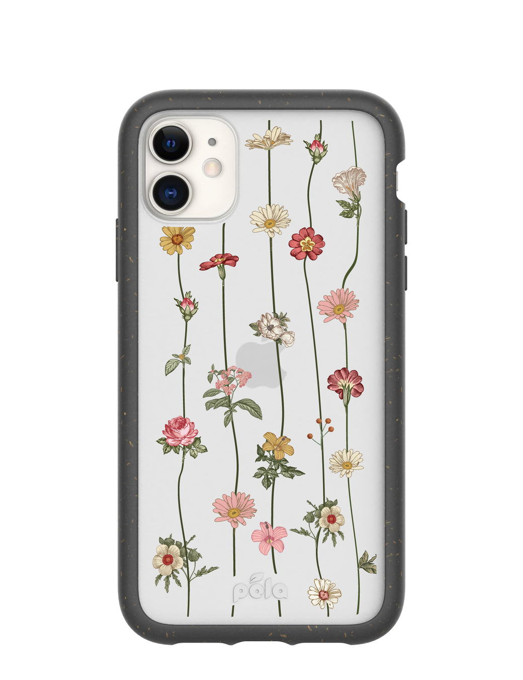 Clear Floral Vines iPhone 11 Case With Black Ridge