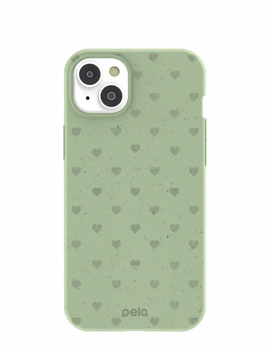 Sage Green Hearts iPhone 14 Plus Case with MagSafe Module