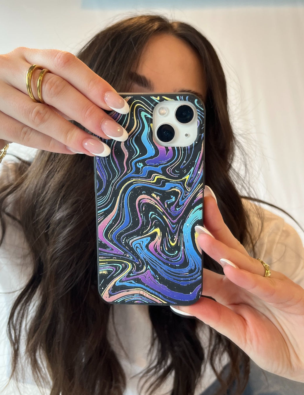 Black Galaxy Swirls iPhone 13 Case