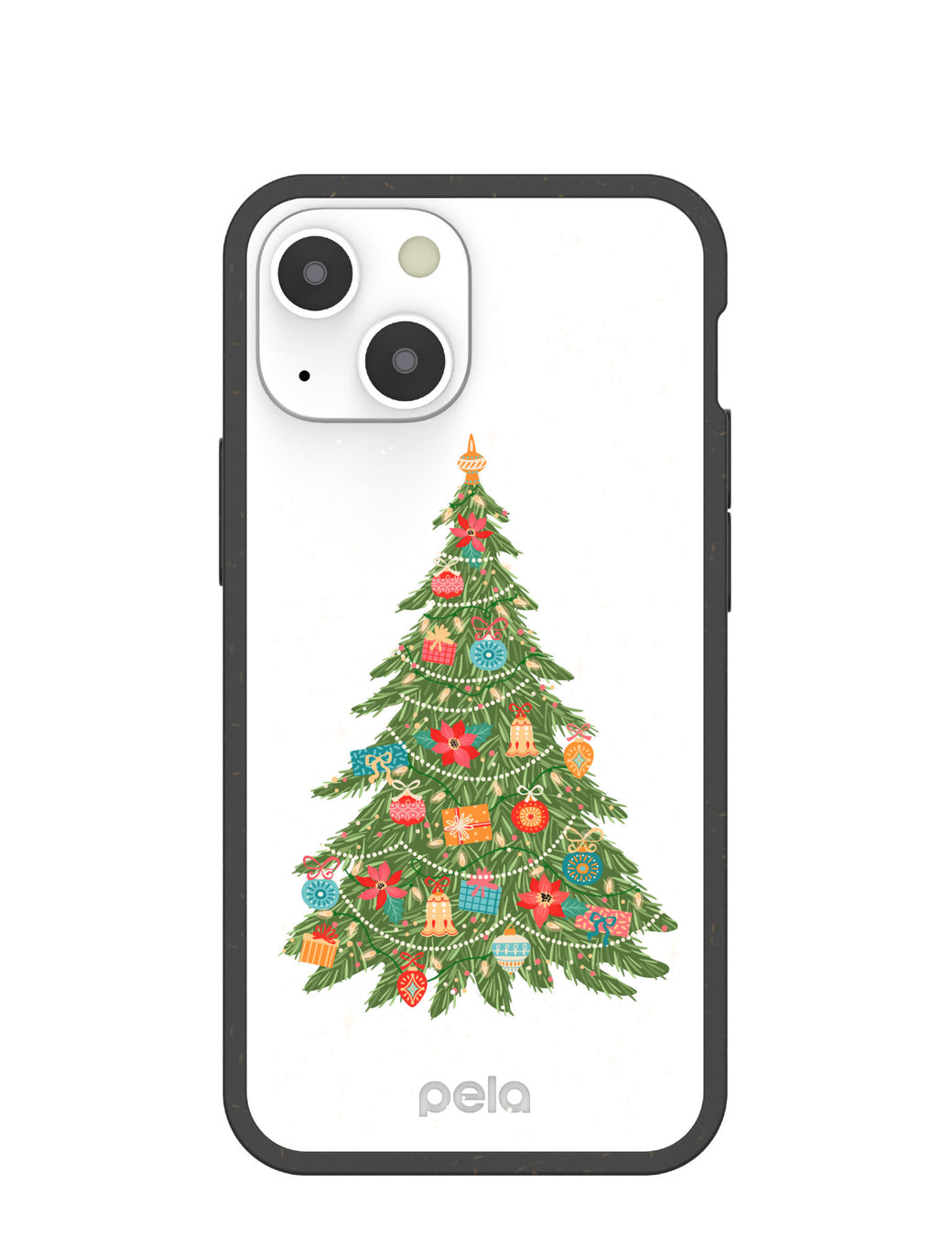 Clear Merry and Bright iPhone 13 Mini Case With Black Ridge