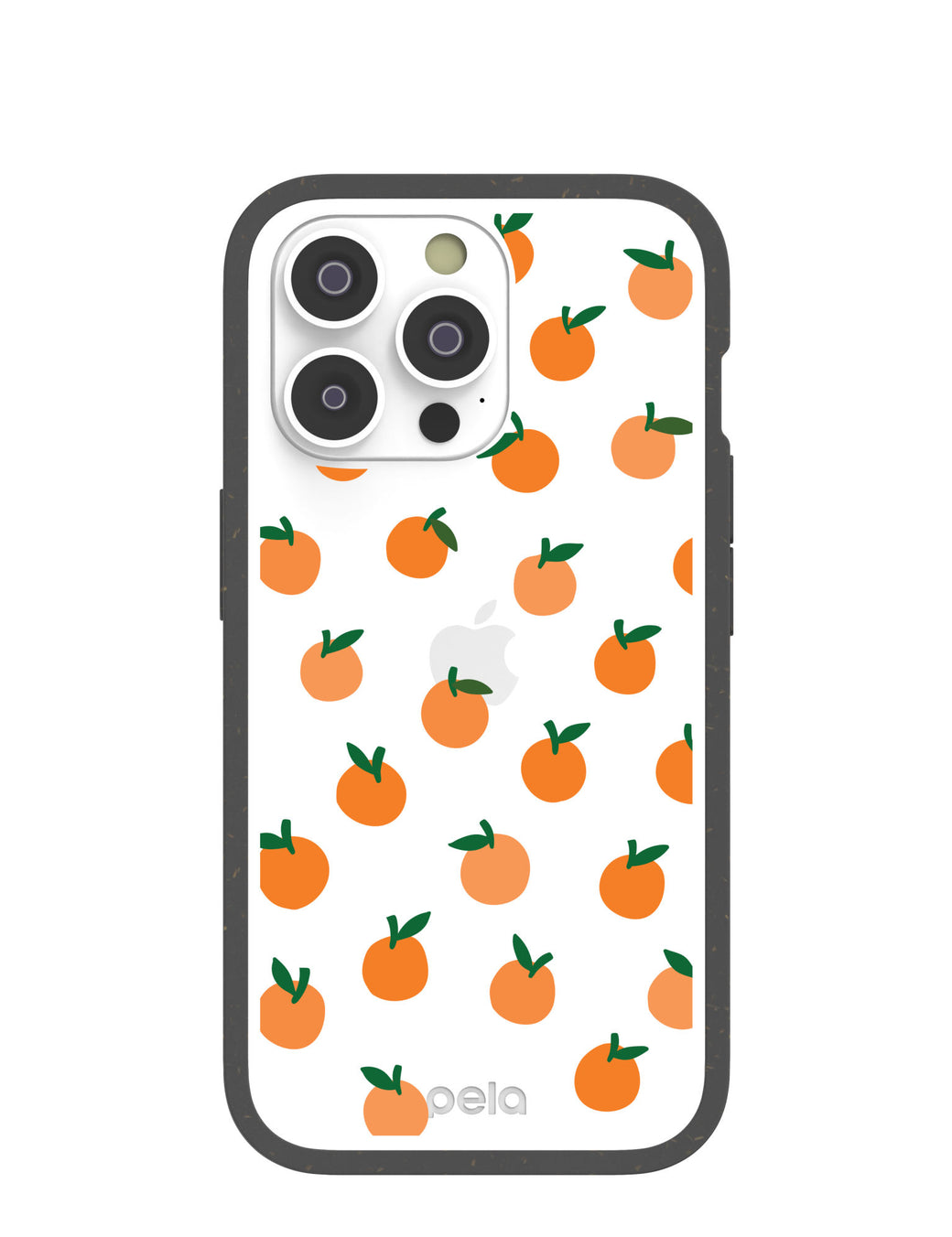 Clear Oranges iPhone 14 Pro Case With Black Ridge