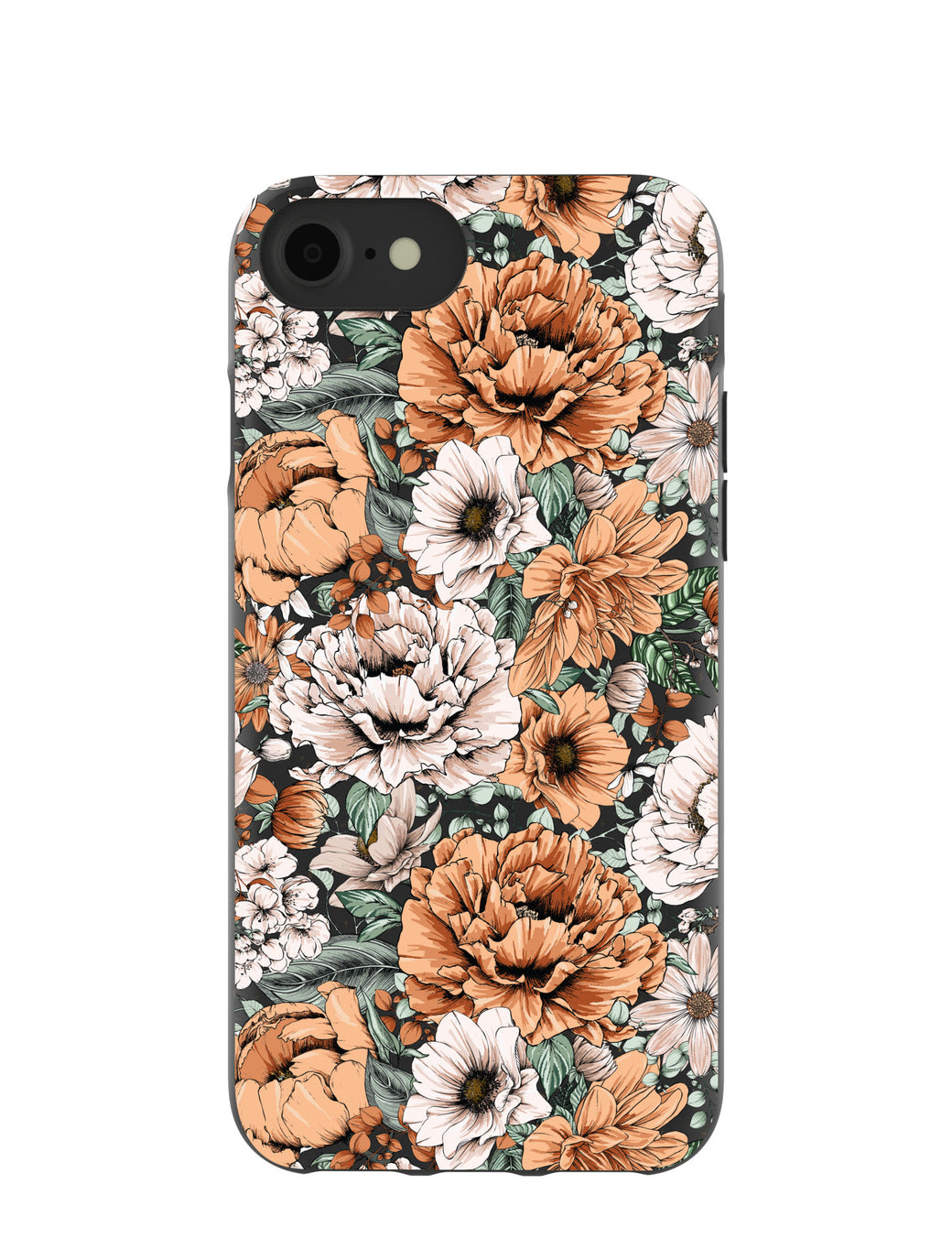 Black Peachy Peonies iPhone 6/6s/7/8/SE Case