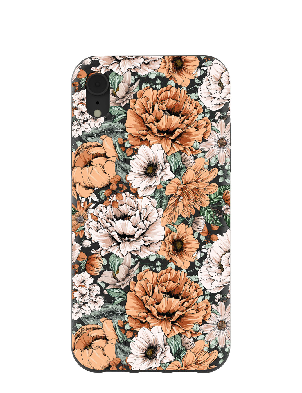 Black Peachy Peonies iPhone XR Case