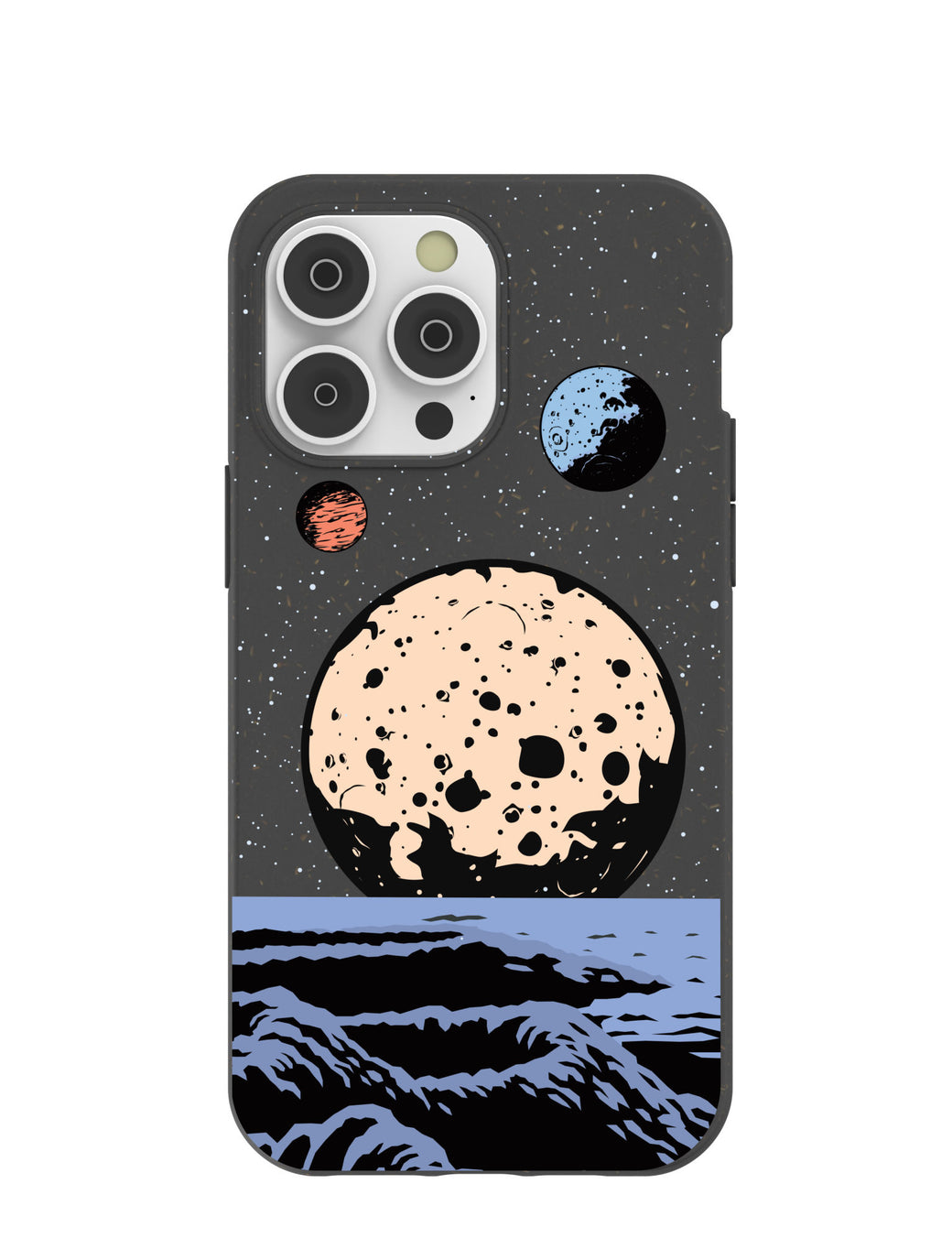 Black Retro Moon iPhone 14 Pro Max Case with MagSafe Module