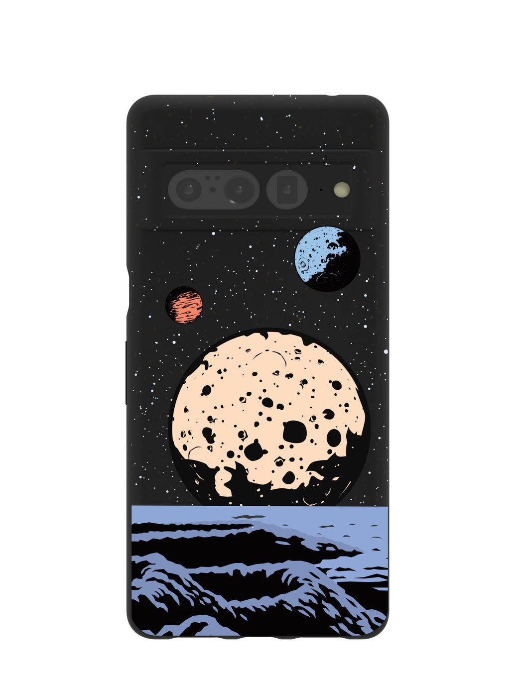 Black Retro Moon Google Pixel 7 Pro Case
