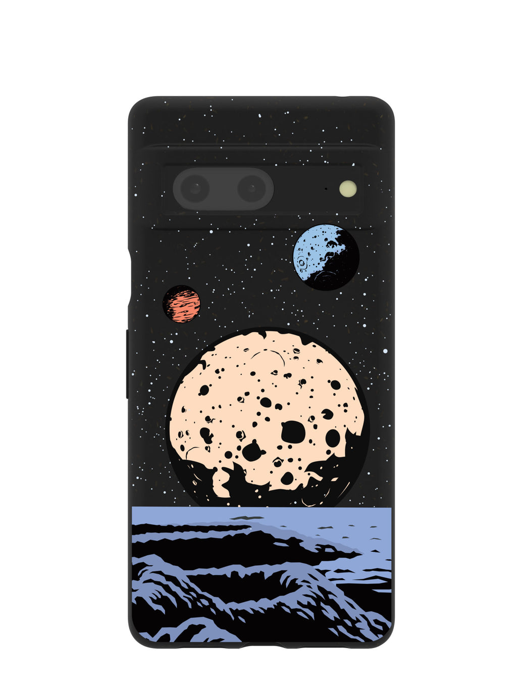 Black Retro Moon Google Pixel 7 Case