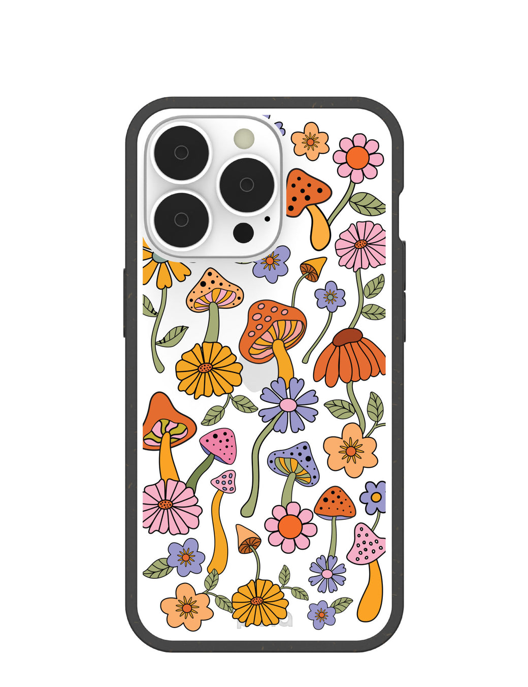 Clear Shrooms and Blooms iPhone 13 Pro Case With Black Ridge