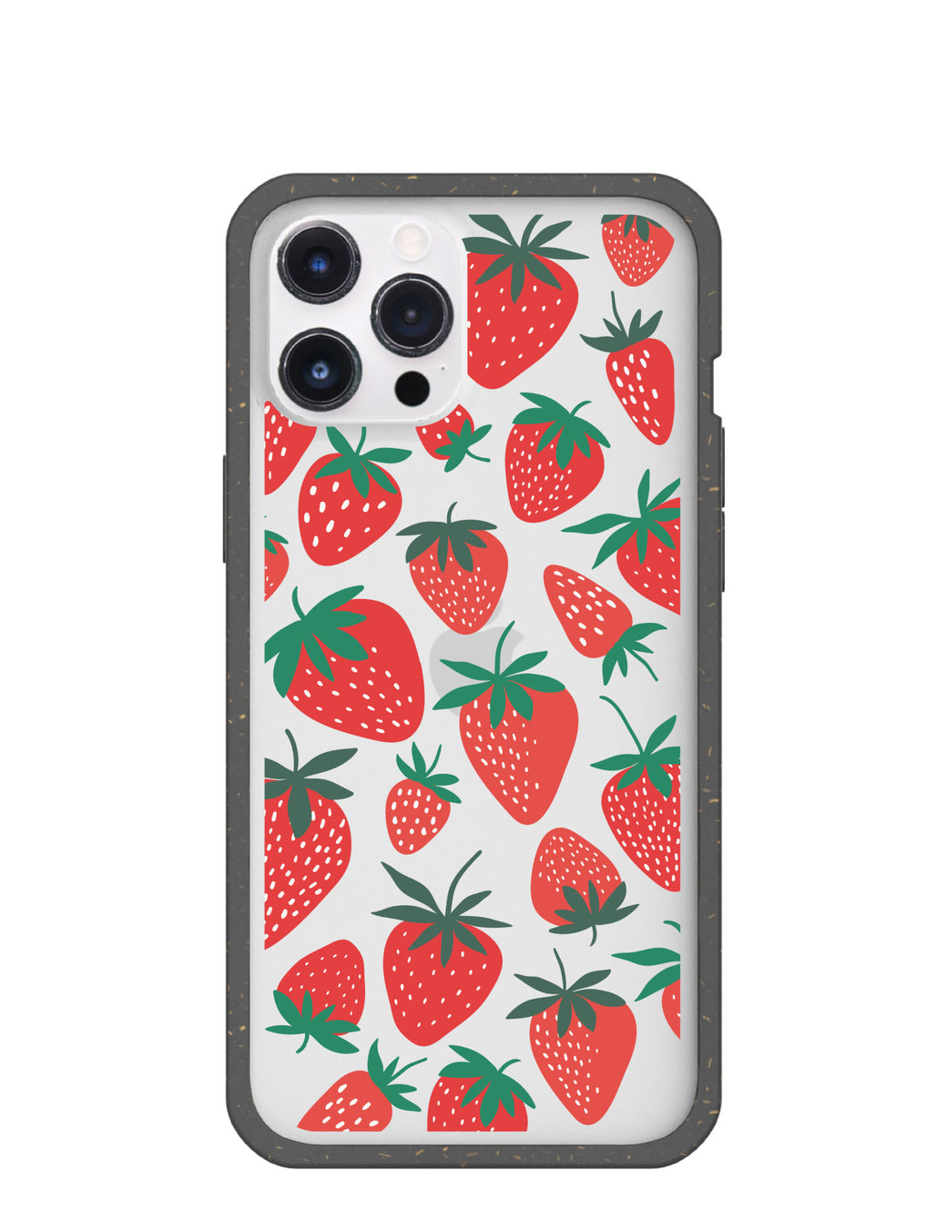 Clear Strawberries iPhone 12 Pro Max Case With Black Ridge
