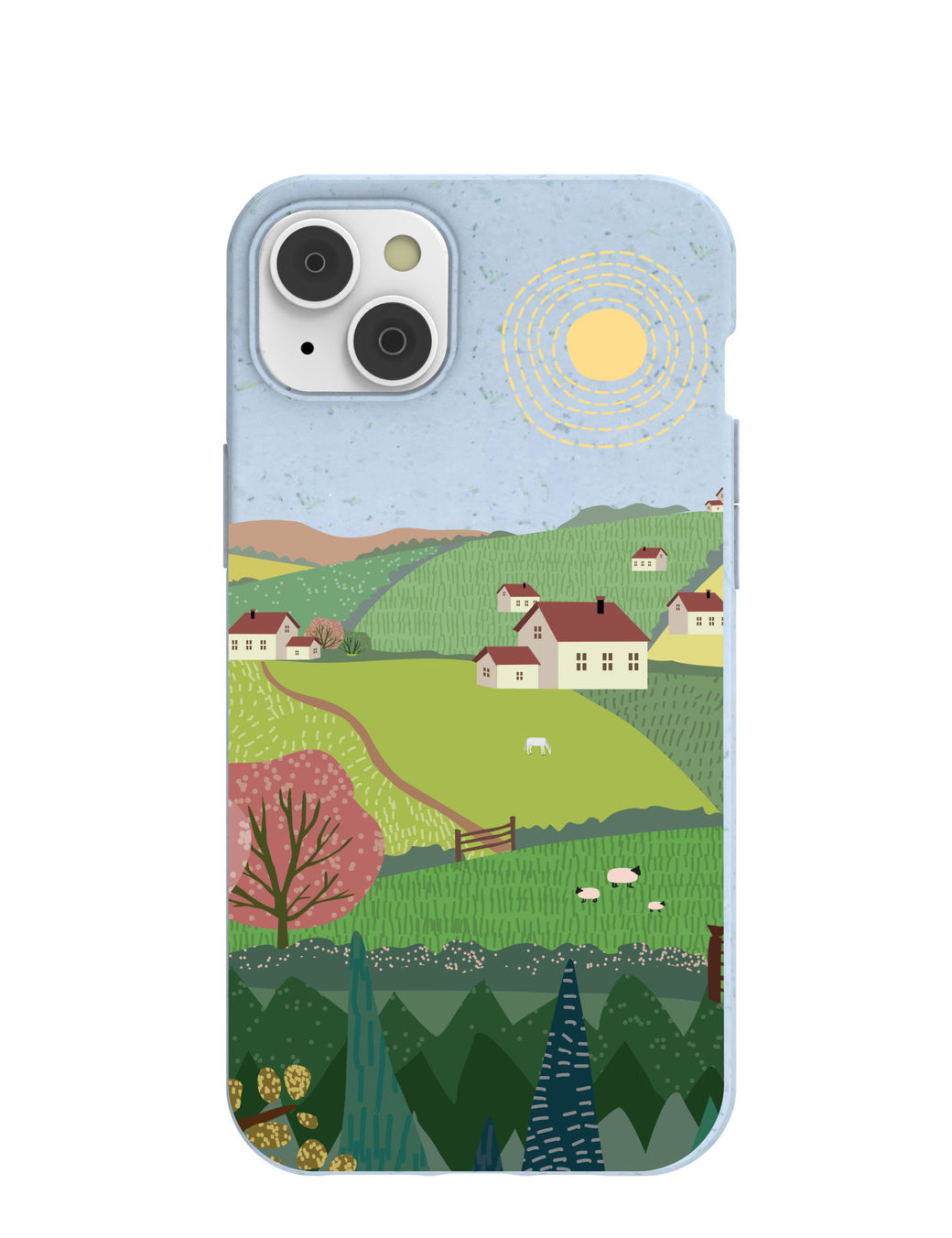 Powder Blue Sunny Countryside iPhone 14 Plus Case with MagSafe Module