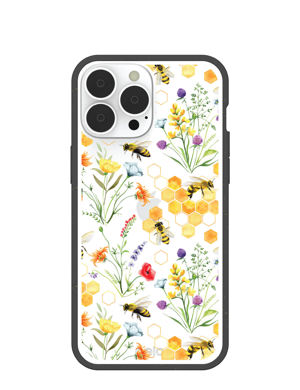 Clear Sweet Bees iPhone 13 Pro Max Case With Black Ridge