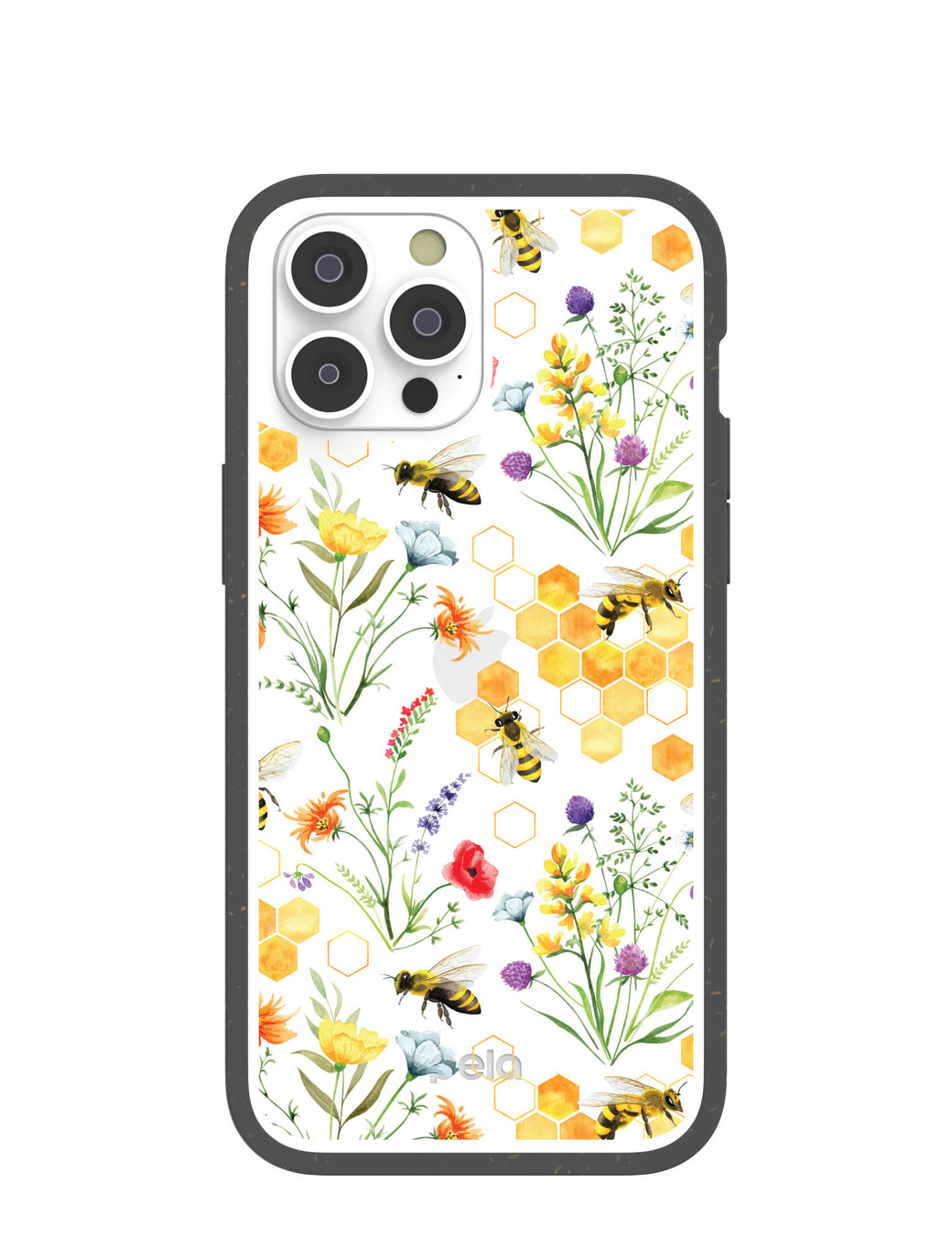 Clear Sweet Bees iPhone 14 Pro Max Case With Black Ridge