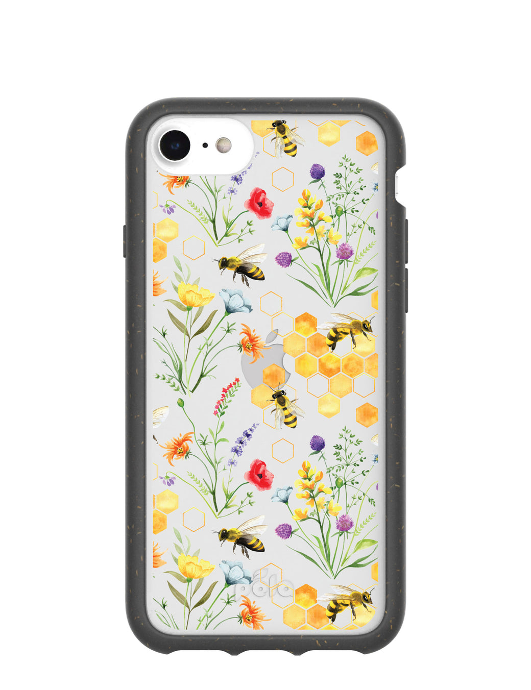 Clear Sweet Bees iPhone 6/6s/7/8/SE Case With Black Ridge
