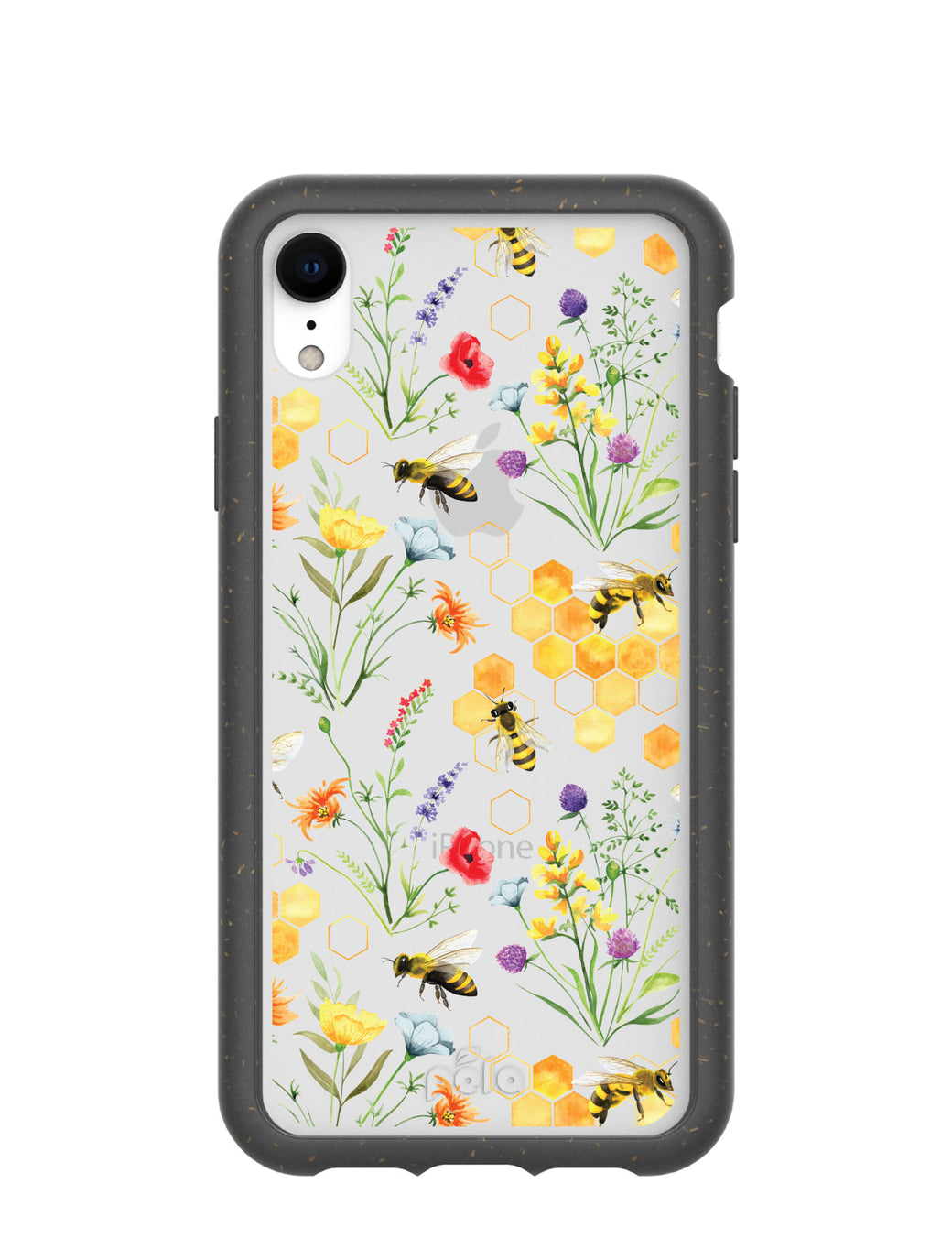 Clear Sweet Bees iPhone XR Case With Black Ridge