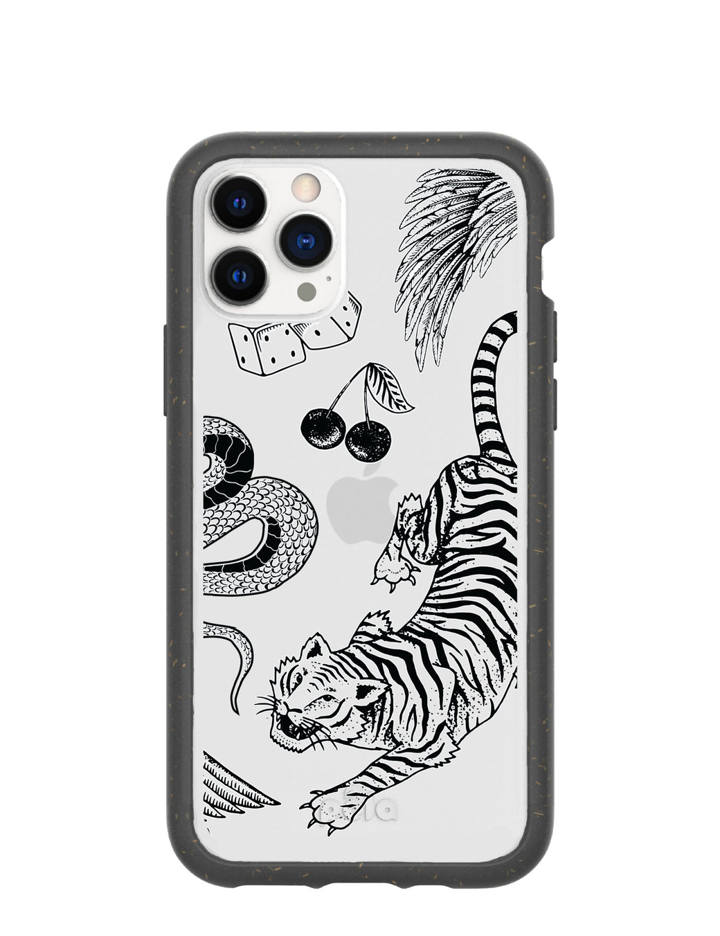 Clear Tiger Luck iPhone 11 Pro Case With Black Ridge