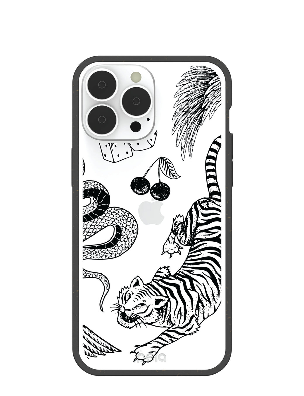 Clear Tiger Luck iPhone 13 Pro Max Case With Black Ridge