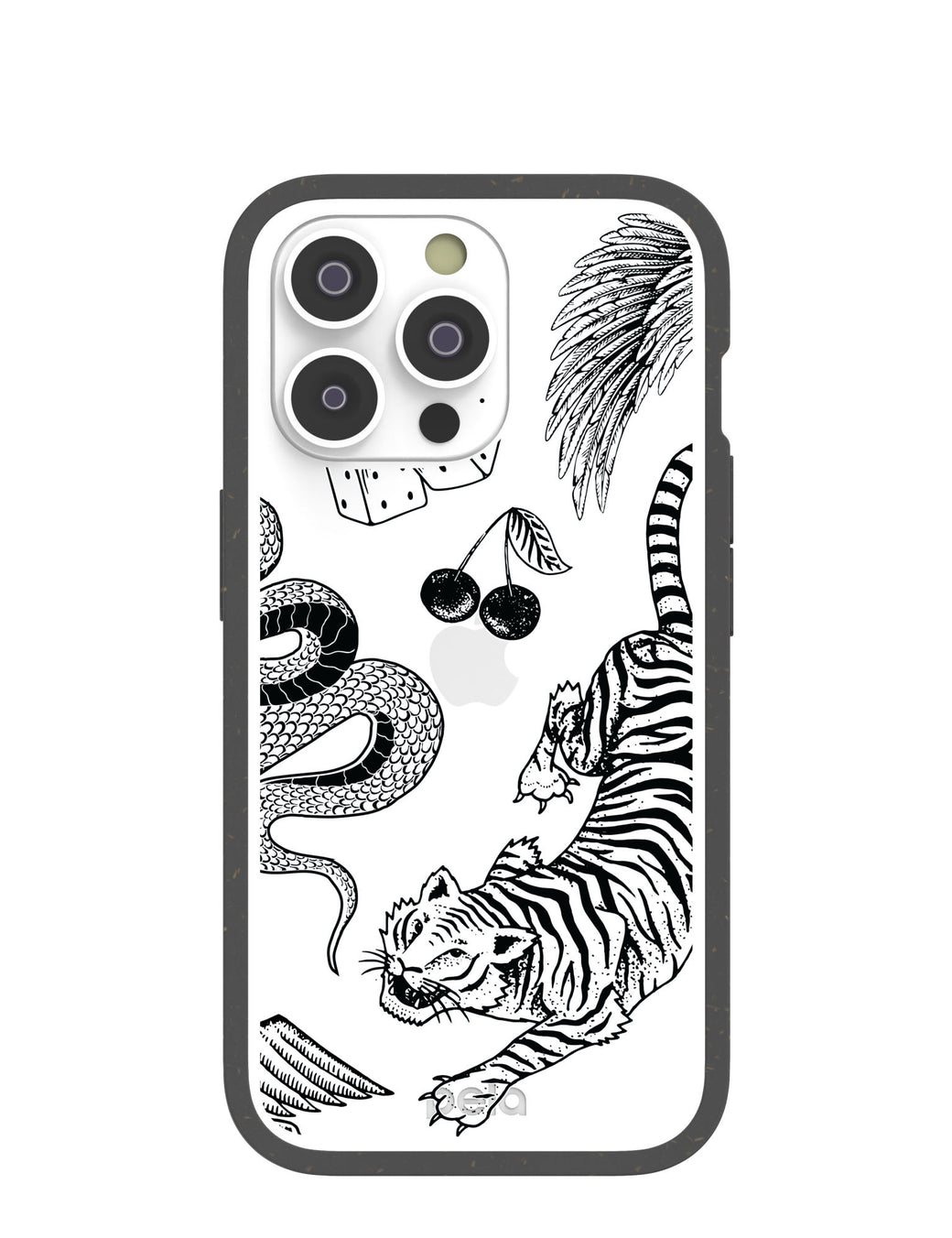 Clear Tiger Luck iPhone 14 Pro Case With Black Ridge