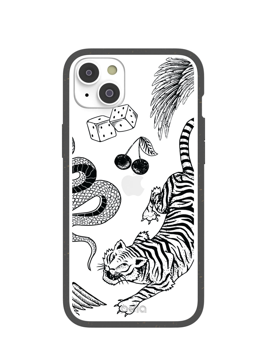 Clear Tiger Luck iPhone 14 Plus Case With Black Ridge