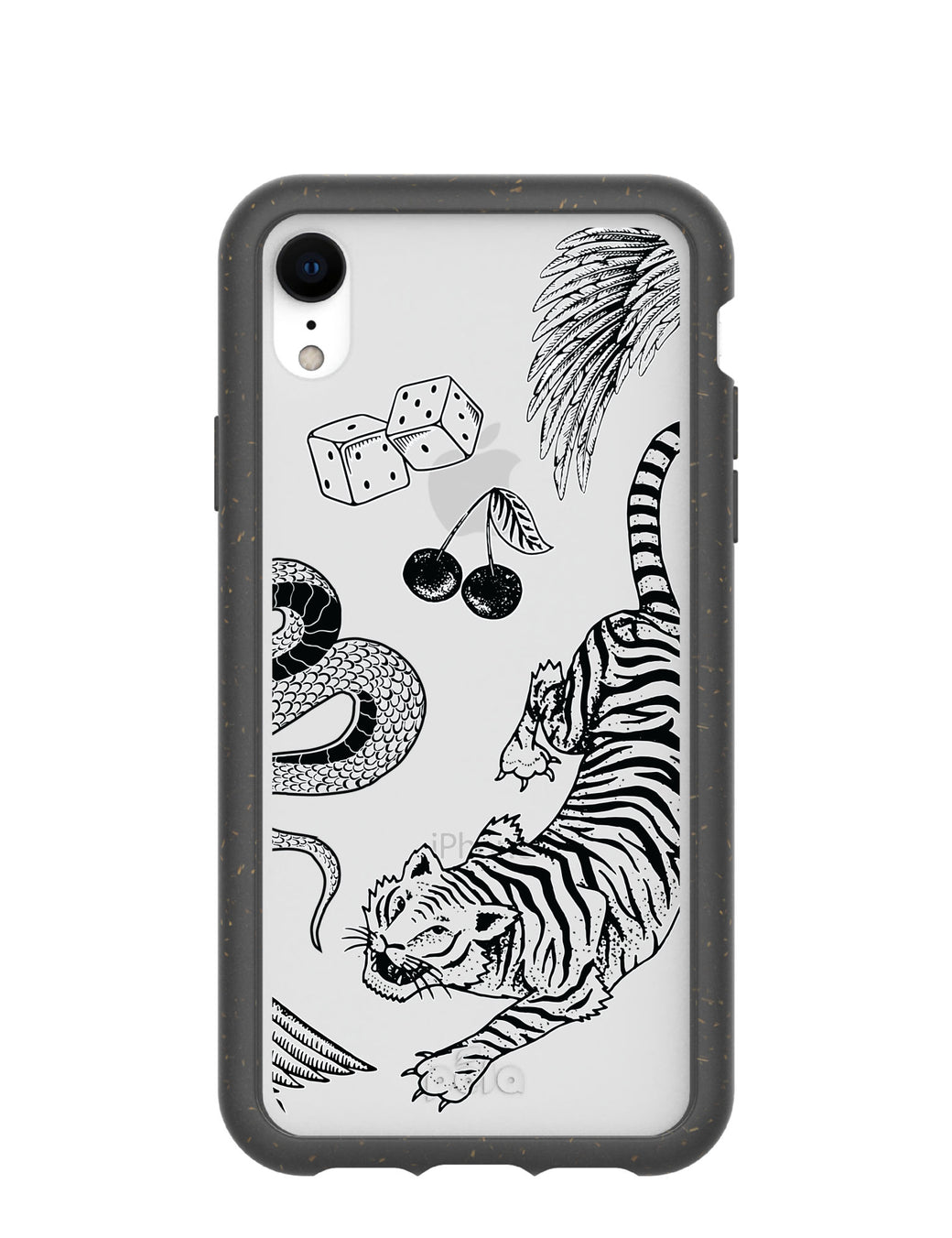 Clear Tiger Luck iPhone XR Case With Black Ridge