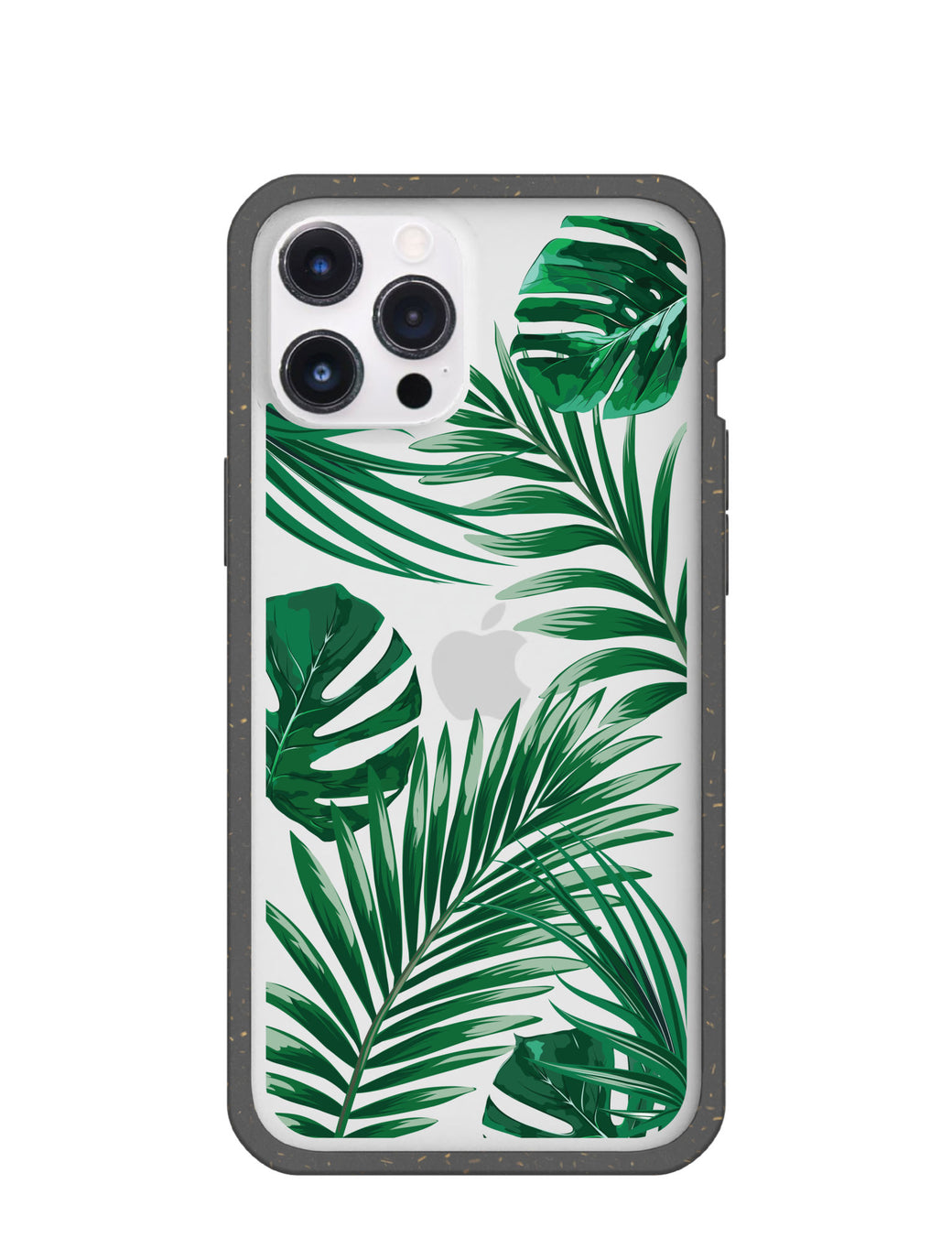 Clear Tropical Leaves iPhone 12 Pro Max Case With Black Ridge