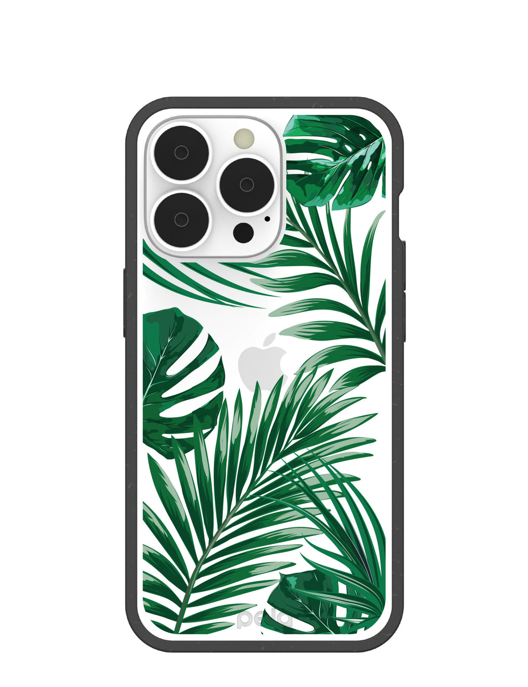 Clear Tropical Leaves iPhone 13 Pro Case With Black Ridge