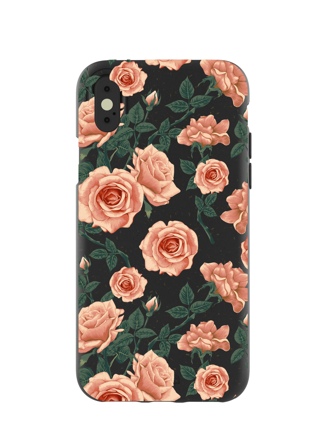 Black Vintage roses iPhone X Case