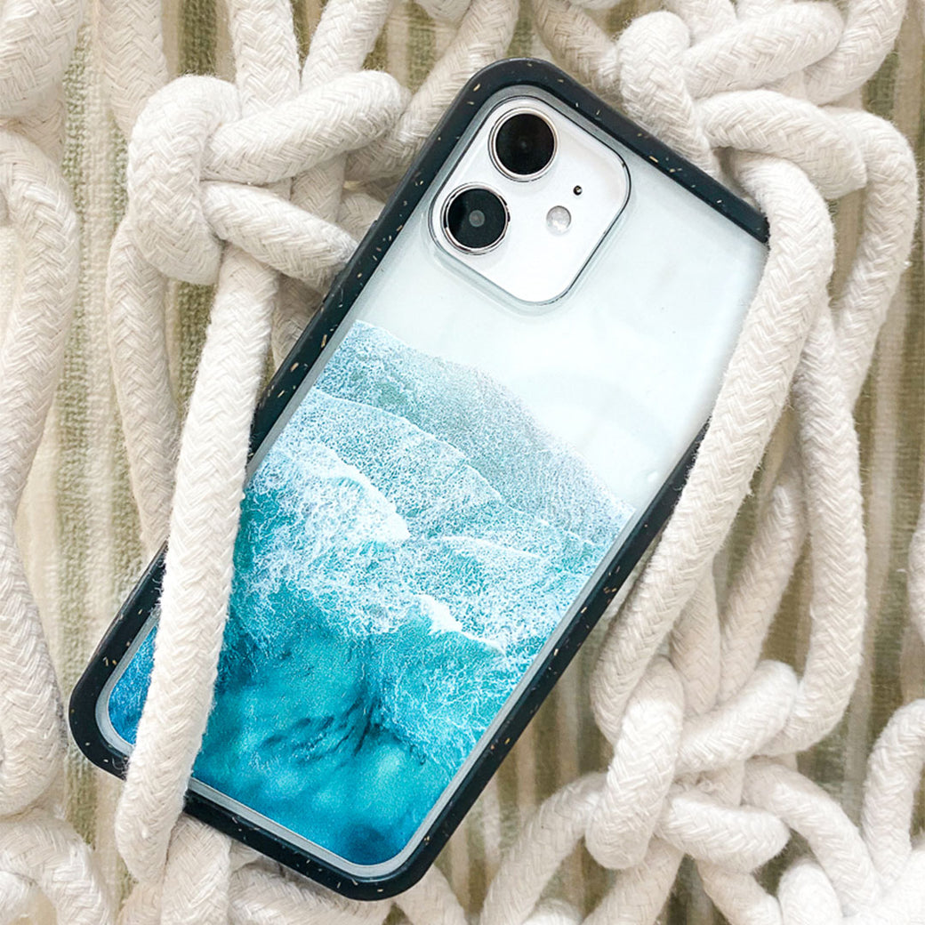 Clear Waves iPhone 12 Pro Max Case With Black Ridge